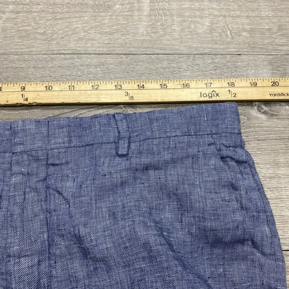 Murano Zac Linen Pants Mens 36x30 Blue Baird McNutt Classic Fit Summer Trousers